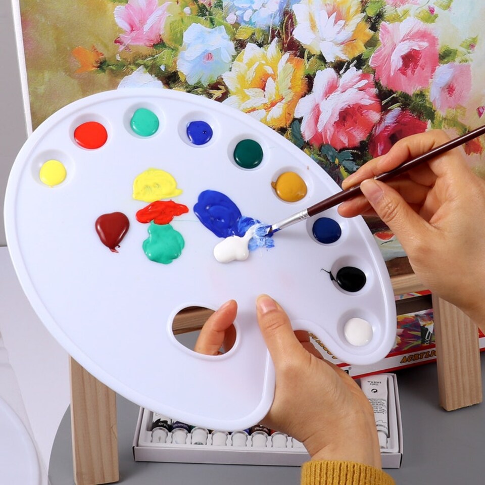 image 1 of 9 Well Professional Art Drawing Plastic Watercolour Mix Paint Tray Naked Palette 28 x 22cm