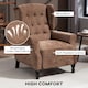 image 4 of HOMCOM Recliner Armchair, Vintage Reclining Chair with Nail Head Trim, Wingback Chair with Button Tufted Back and Footrest, for Living Room, Brown | Brown | Brown