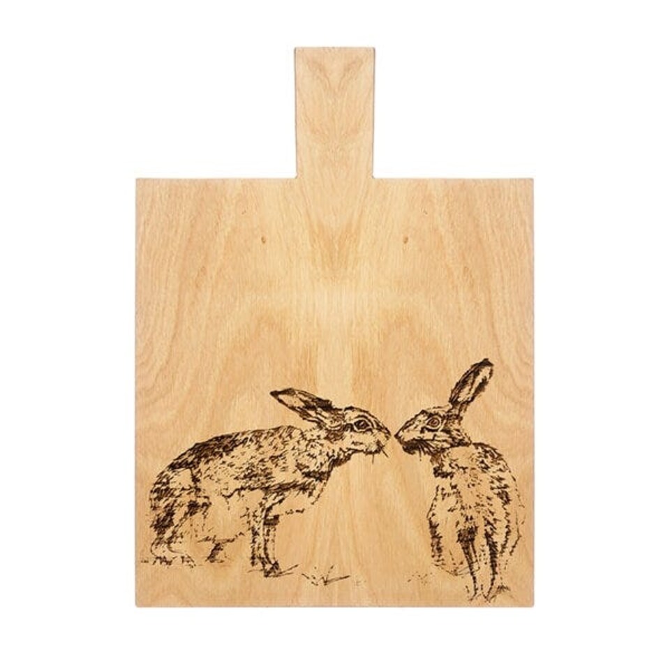 image 1 of The Just Slate Company Kissing Hares Medium Oak Serving Paddle