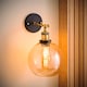image 3 of ValueLights Sheridan Matte Black Wall Light & Bulb | Orange