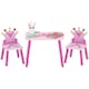 image 1 of HOMCOM 3 Pcs Kids Princess & Crown Chair Table Set Home Furniture 2-4 Yrs | Pink