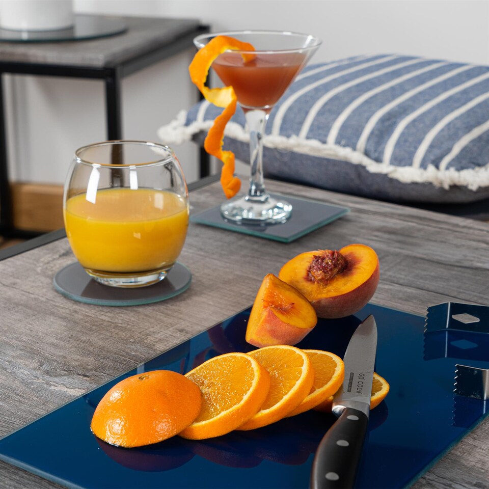 image 1 of Harbour Housewares Glass Kitchen Chopping Board - 30 x 20cm - Hague Blue | Blue | Hague Blue