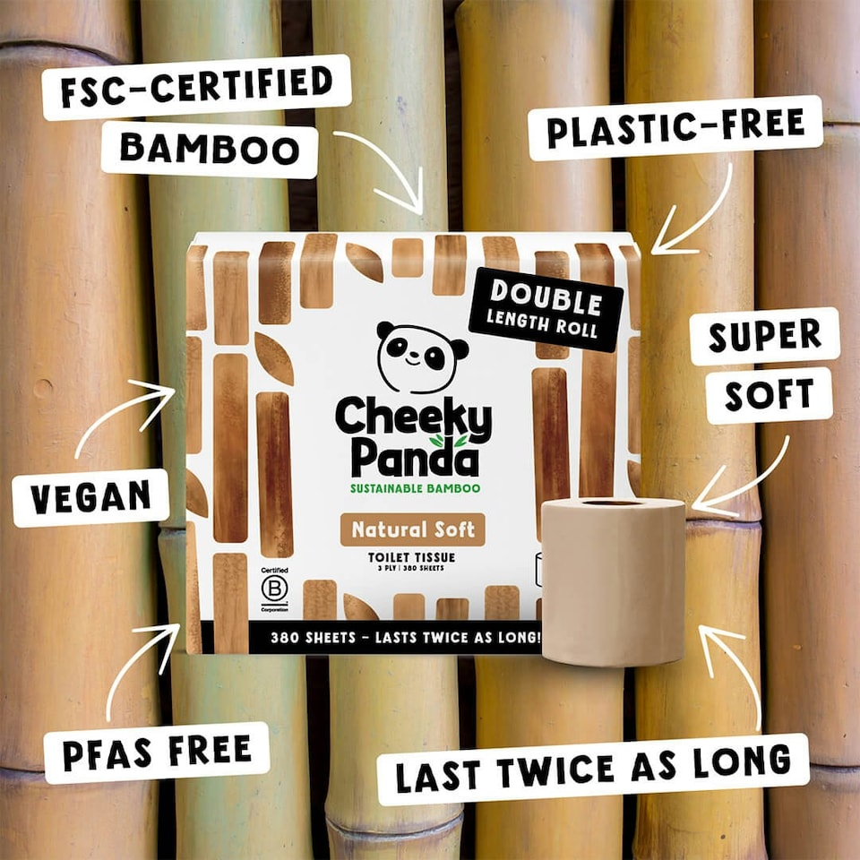 image 1 of Double-Length Natural Colour ("Unbleached") Bamboo Toilet Paper Brown | Size: 48 Rolls