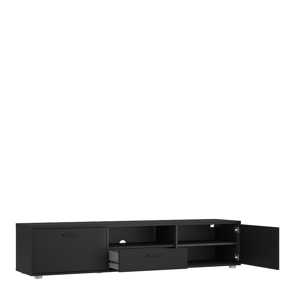 image 1 of Media TV Unit with 2 Doors 1 Drawer 177cm Black