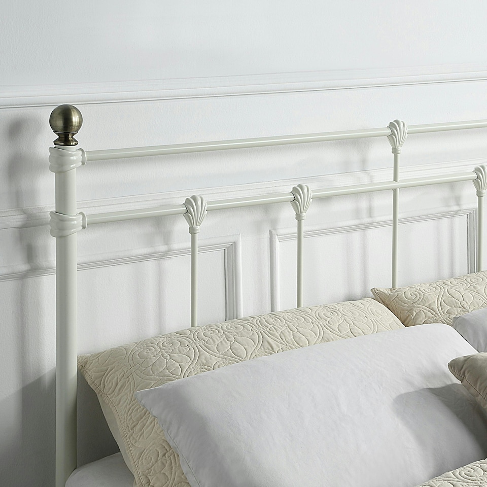 image 1 of Bayford Traditional Vintage Style White Metal Bed Frame (Double) | White | White | Double