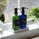 image 5 of Harbour Housewares 2pc Glass Soap Dispenser Set with Ceramic Tray & Labels - 500ml - Blue/Black