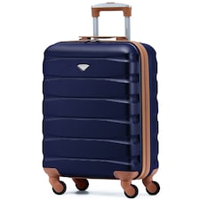 55x40x20cm Ryanair (Priority) TUI, Carry on Cabin Suitcase Hard Shell Approved for 60+ Airlines Blue | Navy/Tan | Cabin Bag