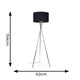 image 3 of ValueLights Camden Brushed Chrome Tripod Floor Lamp Navy Shade Blue