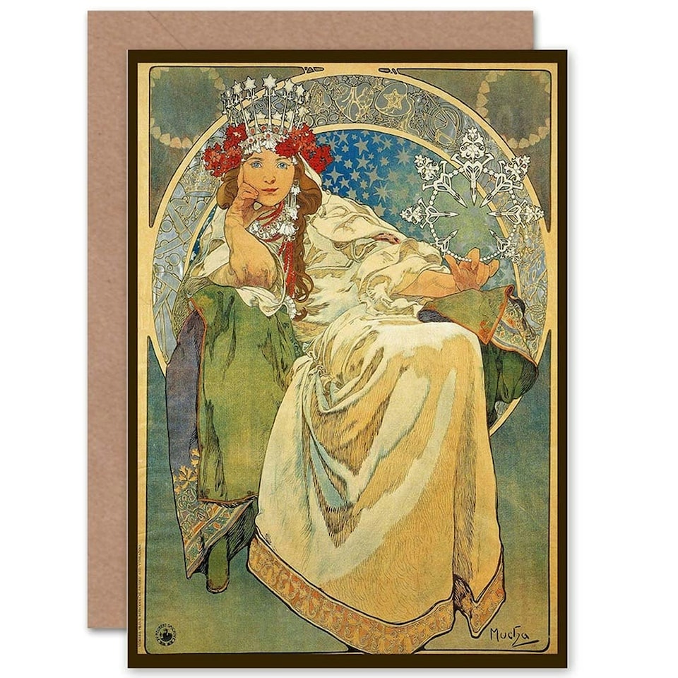 image 1 of Alphonse Mucha Princess Hyacinth 1911 Art Nouveau Greeting Card
