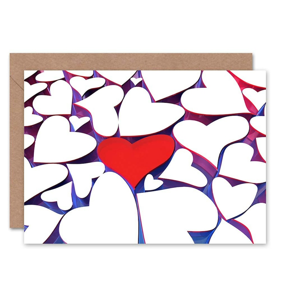 image 1 of Love Heart Illustration Pattern Anniversary Love Valentines Day Card