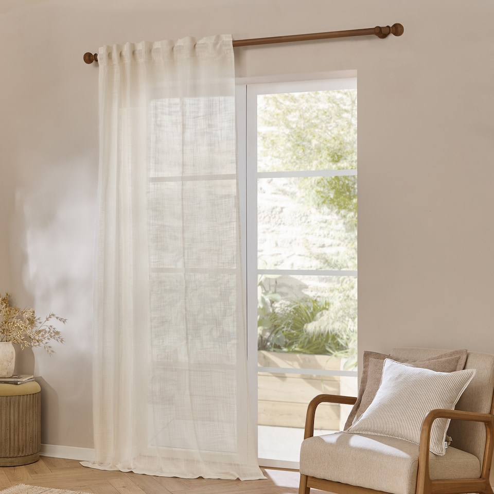 image 1 of Yard Cirrus Woven Sheer Curtain Panel | Cream | Pearl