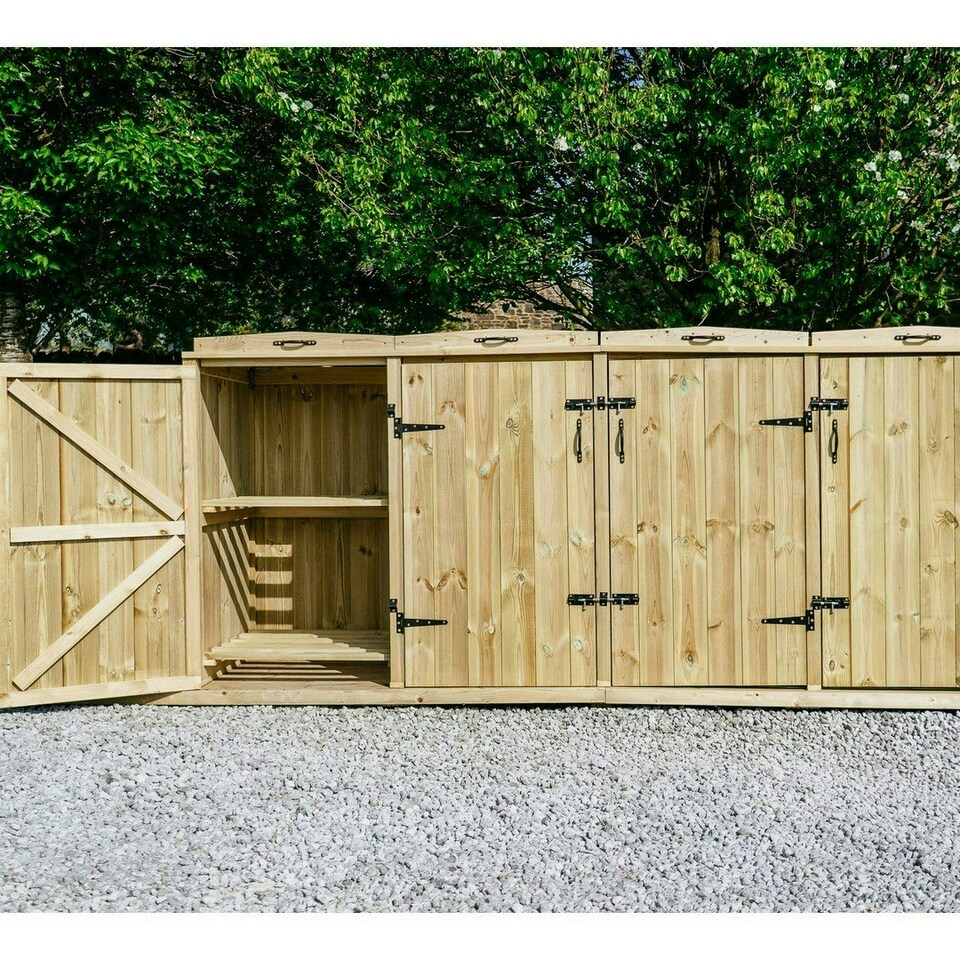 image 1 of Chatburn 8 Recycle Box Store - Timber - L80.4 x W239 x H120 cm - Fits 8 x Recycle Boxes Brown