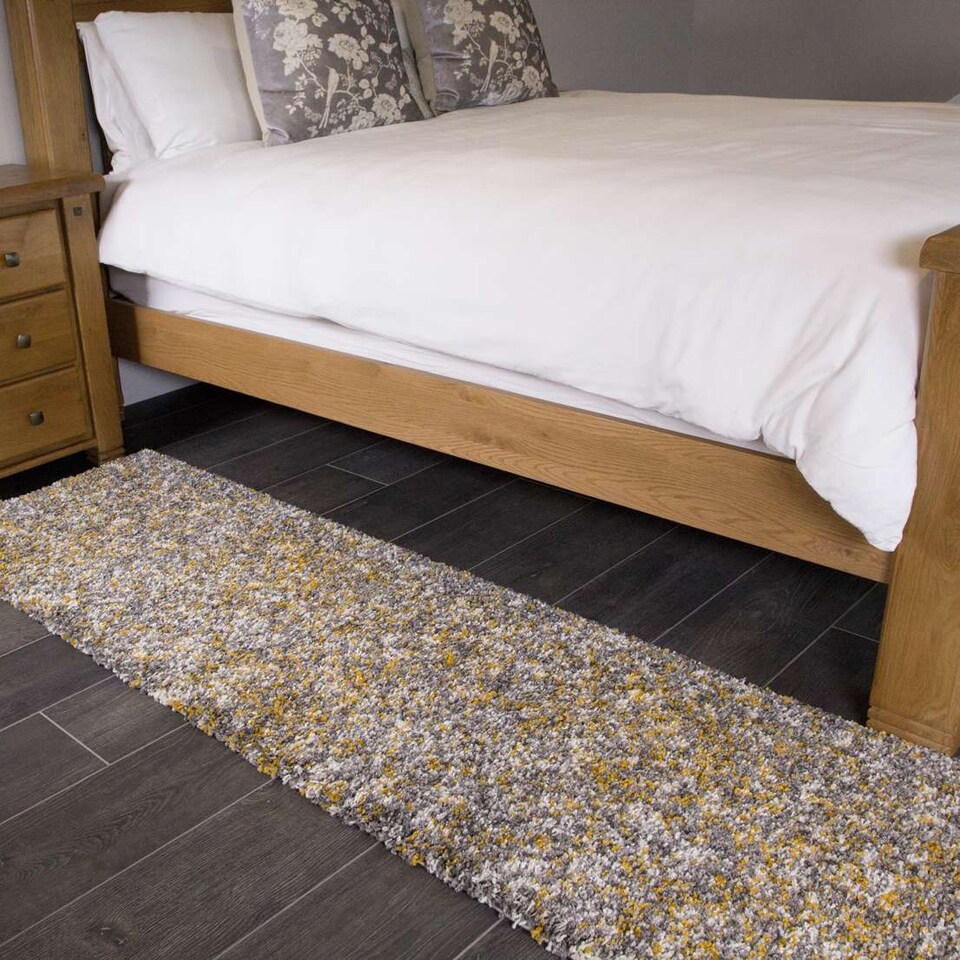 image 1 of KUKOON Yellow Ochre Mottled Shaggy Living Area Rug 120cm x 170cm