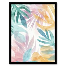 Plant Lover Monstera Leaves Watercolour Colourful Home Decor Black Framed Wall Art Print A4