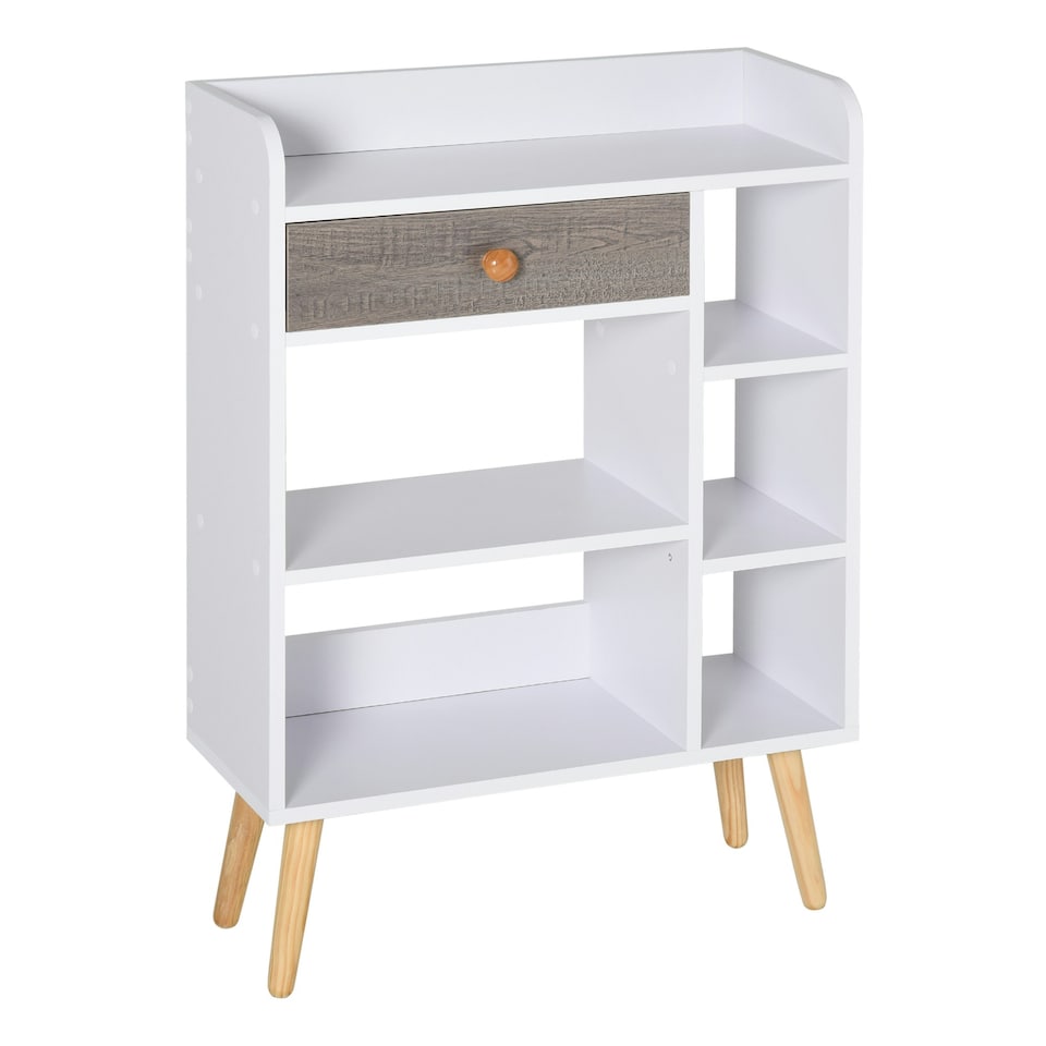 image 1 of HOMCOM Multi-Shelf Bookcase Freestanding Storage Drawer Shelves