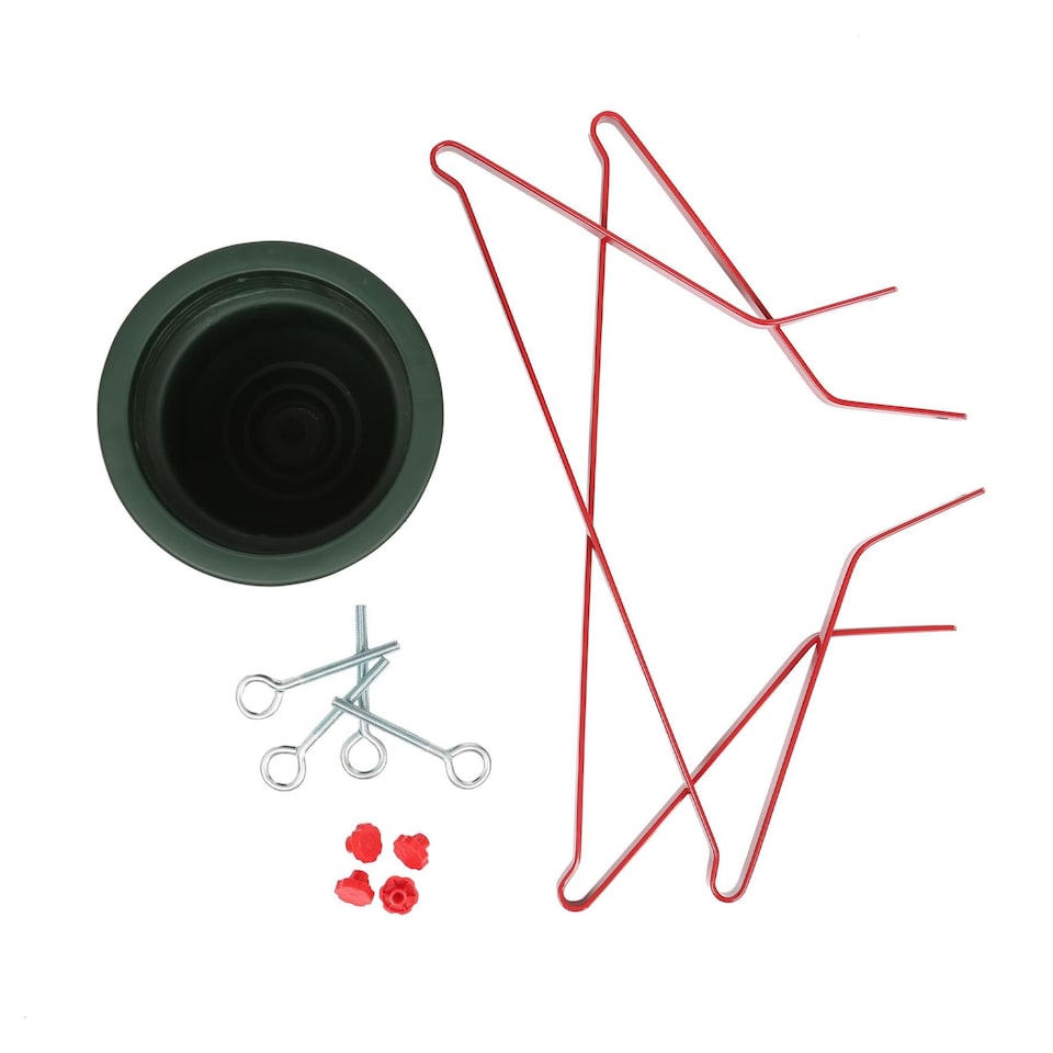 image 1 of Harbour Housewares Classic Real Christmas Tree Stand - 5.5in - Green/Red