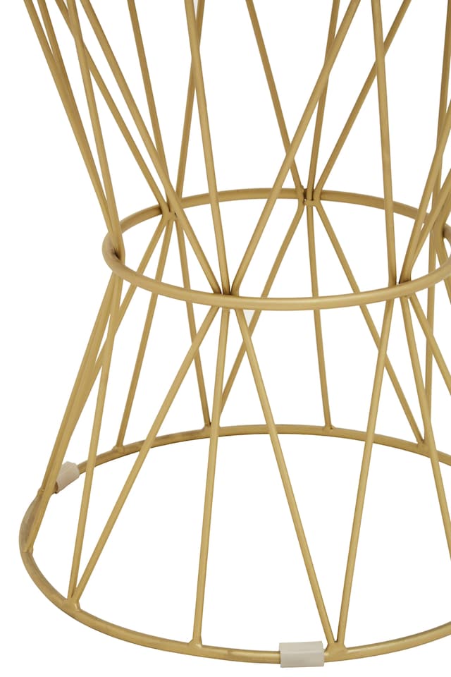 image 1 of Interiors by Premier Luxurious Side Table With Pinched Base, Gold Finish Bedside Table For Bedroom, Round Nesting Table | White