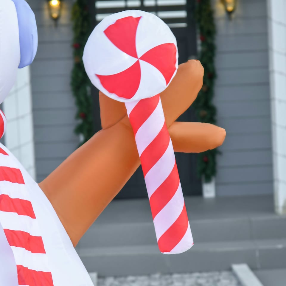 image 1 of HOMCOM Christmas Inflatable Snowman, Rotating Lighted Indoor Outdoor Decoration