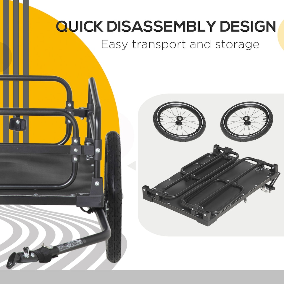 image 1 of HOMCOM Bike Trailer Wagon Bicycle Cargo Trailer w/ Suspension, 2 Wheels, Black