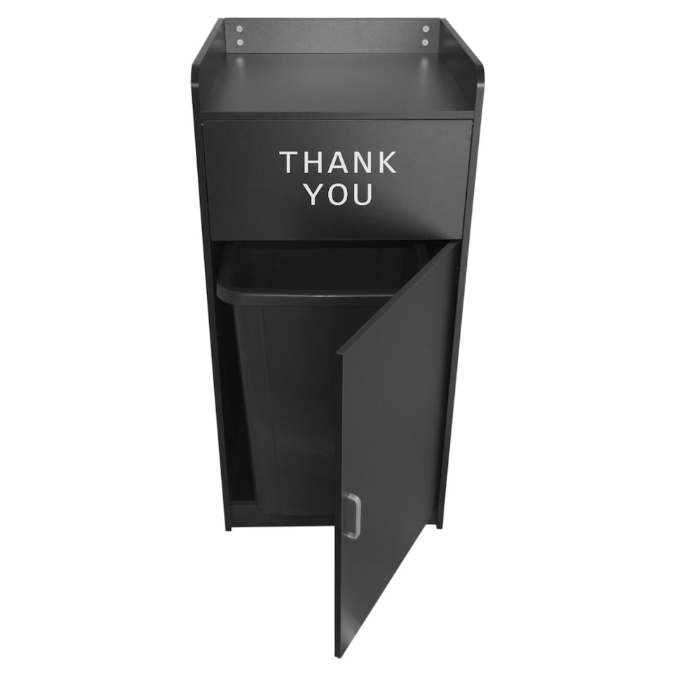 image 1 of Black Wooden Litter Bin & Tray Stand