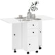 image 2 of HOMCOM Folding Dining Table for 4-6, Rolling Drop Leaf Table on Wheels with Storage Drawers, Cabinet and Open Shelf for Kitchen, Dining Room, White