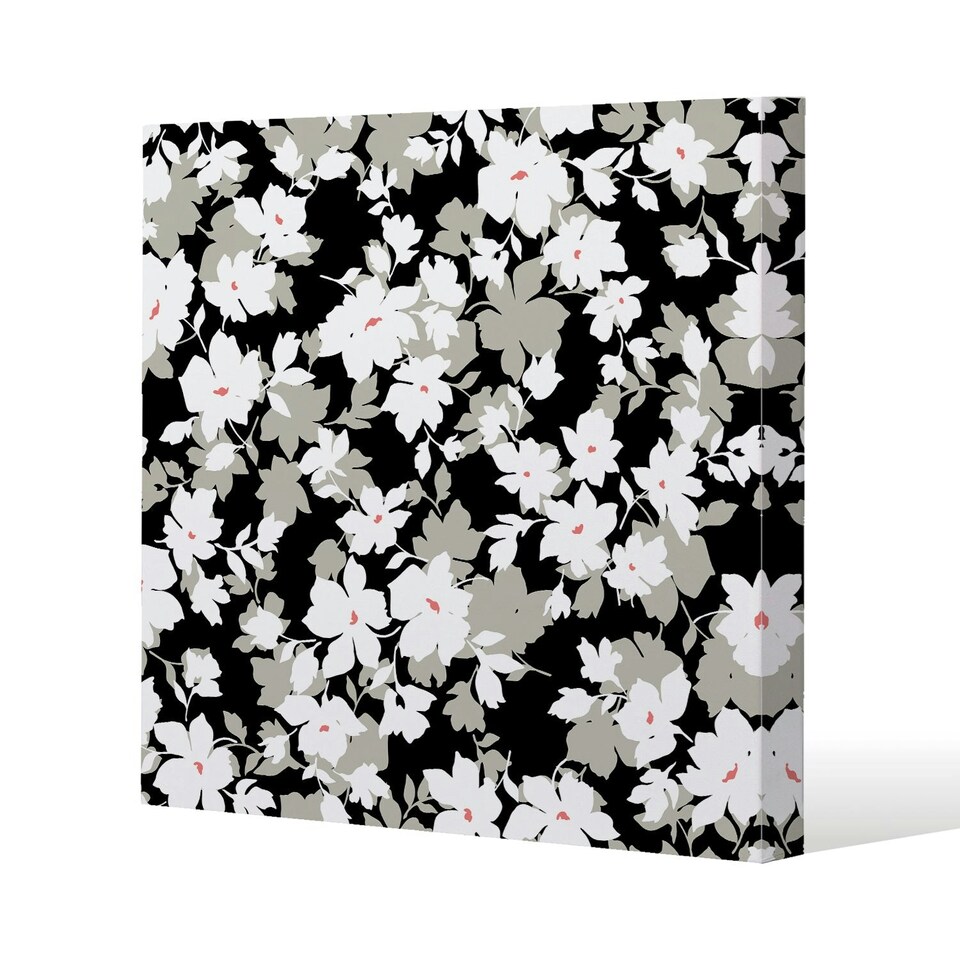 image 1 of Grey, White & Black Flowers (Canvas Print) 61 x 61 x 4cm