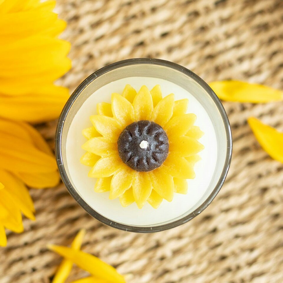 image 1 of You Are My Sunshine Unscented Candle with 3D Sunflower Multi