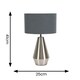 image 3 of ValueLights Jax Silver Metal Touch Dimmer Table Lamp with Charcoal Grey Drum Shade