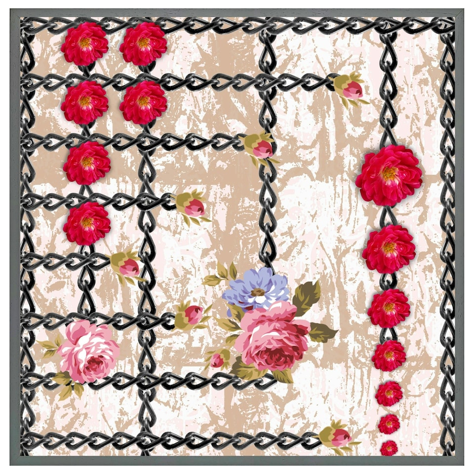 image 1 of Flowers & chains (Picutre Frame) Brown | Oak | L