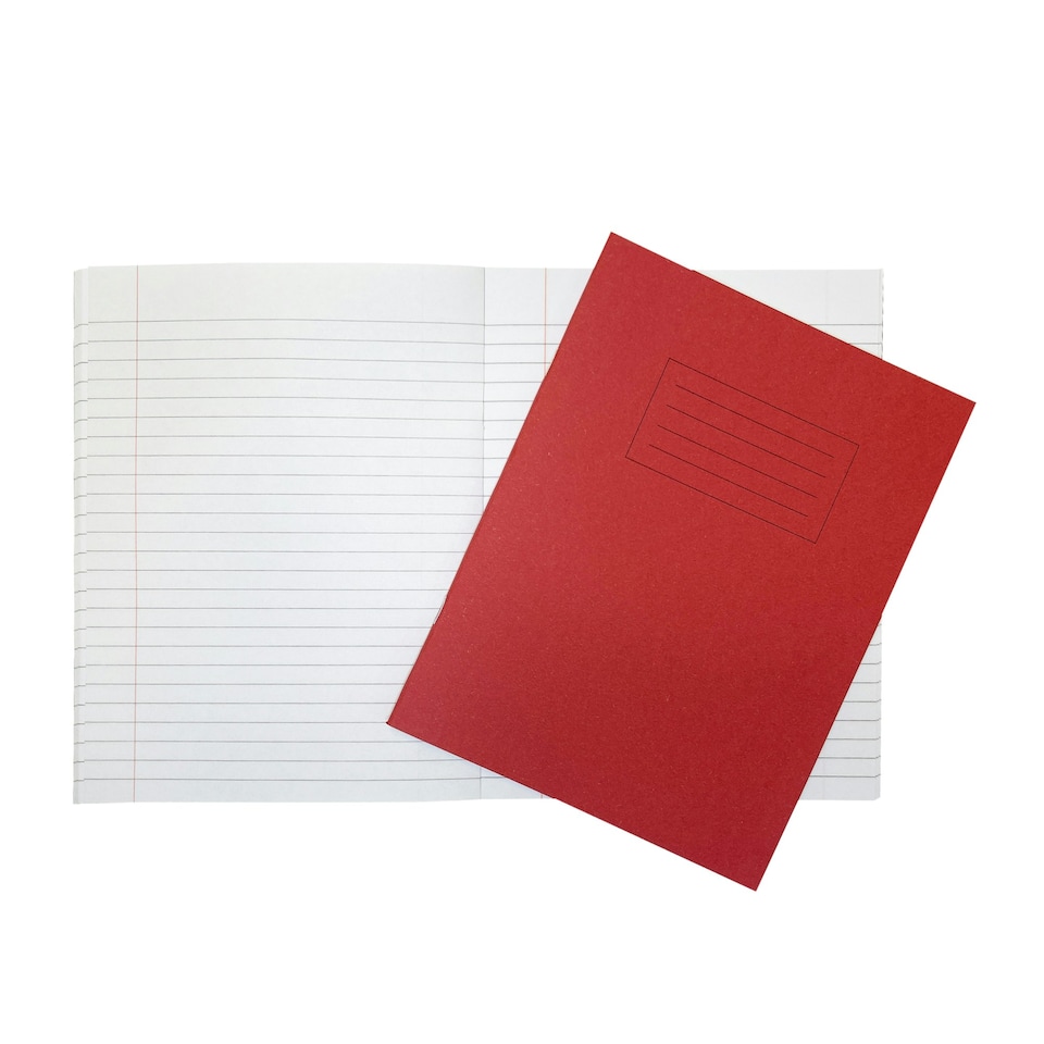 image 1 of Janrax 9x7" Red 80 Page Feint Ruled with Margin Exercise Book WF Paper with 225gsm Manilla Cover