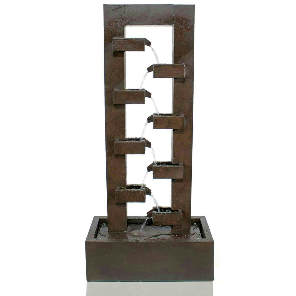 image 1 of Primrose Corbino 8 Tier Cascading Zinc Water Feature with Lights Bronze 109cm