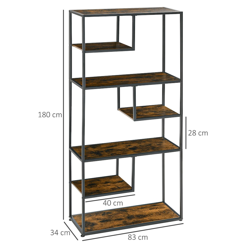 image 1 of HOMCOM 7 Tier Storage Shelves, Free Standing Book Shelf for Study