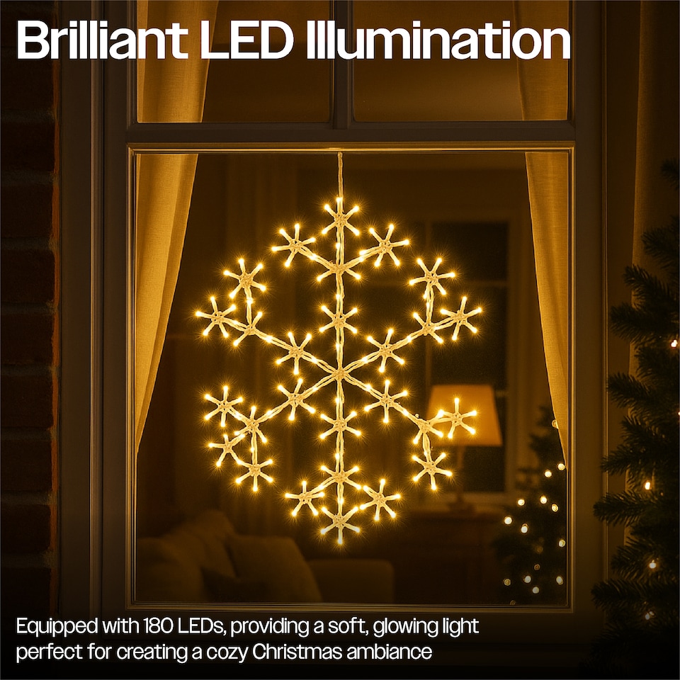 image 1 of 50cm 180Warm White LED Metal Snow Flake 3m lead Outdoor