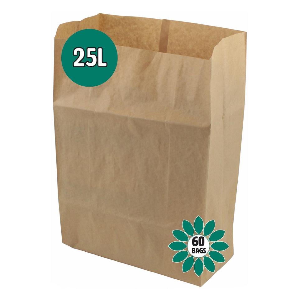 25L Paper Compostable Kerbside Caddy Liners - 60 Bags