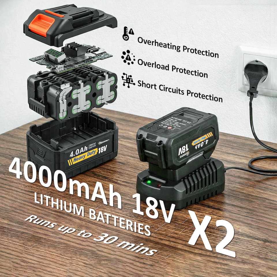 image 1 of Outsunny 36V Leaf Blower Cordless with 2 x 4000mAh Batteries & Charger | Grey | Light Grey | 111.6L x 15W x 28H cm