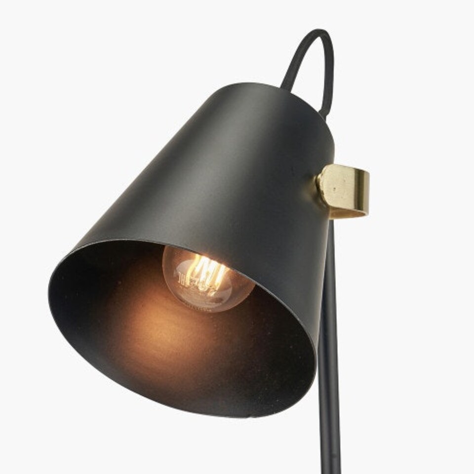 image 1 of Black and Brushed Brass Task Table Lamp Black | Gold
