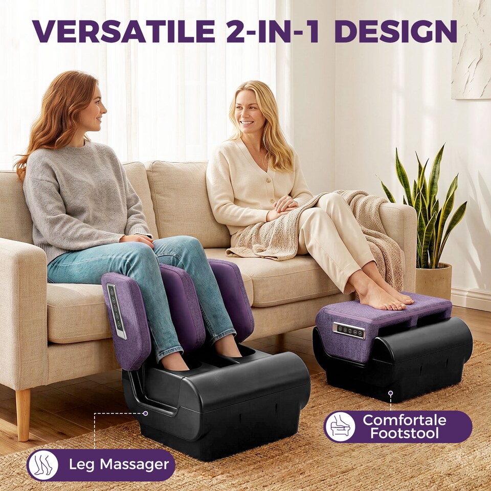 image 1 of HOMCOM 2 in 1 Foot Massager Machine & Ottoman with Heat