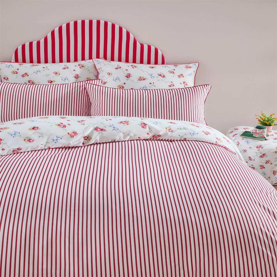 image 1 of Cath Kidston Rose and Bows Duvet Cover Set - Multi Red | King