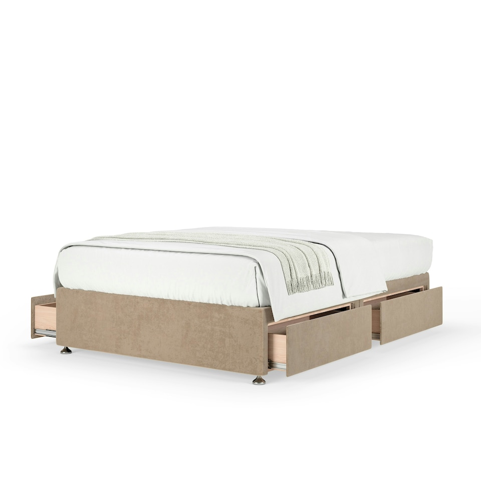 image 1 of Memory Maestro Memory Foam Mink Naples Velvet 4 Drawer Divan Set Double