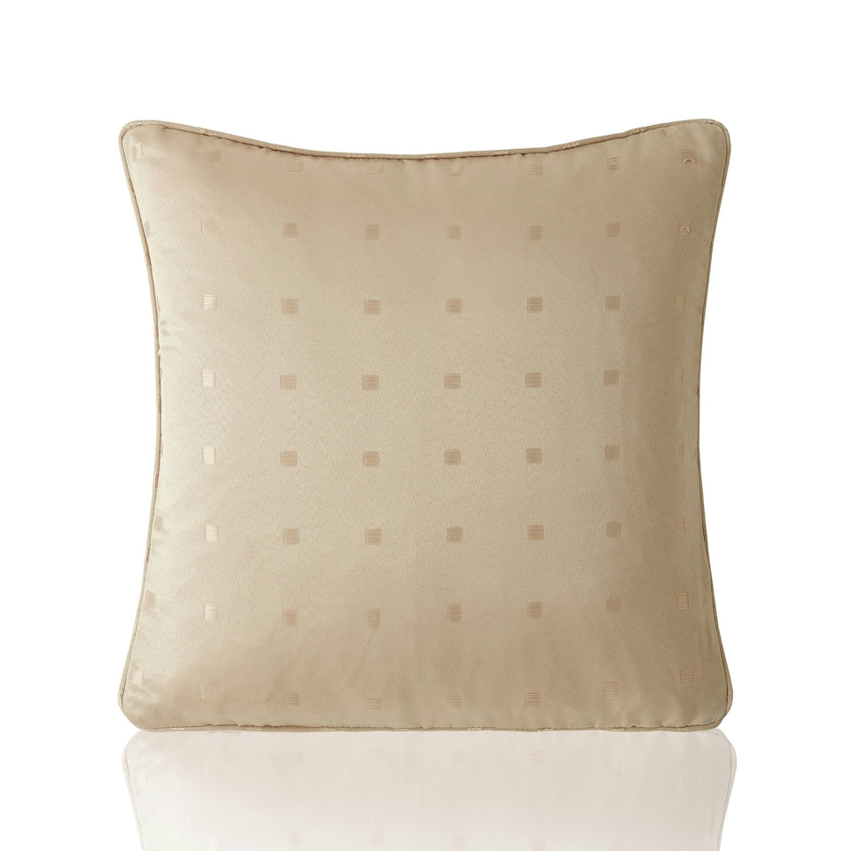 image 1 of Semi Plain Dobby Square Geometric Woven Jacquard Latte Cushion Set of 4 Cream | 45cm x 45cm x 10cm