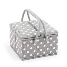 Hobby Gift Large Twin Lid Sewing Storage Box, Grey Spot