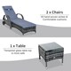 image 6 of Outsunny Rattan Sun Loungers for Garden Set of 2 with Side Table, Garden Recliner Sunbeds with Adjustable Back, Wheels, Cushions and Headrest, 3 Pieces Garden Furniture Set for Outdoor, Patio, Grey
