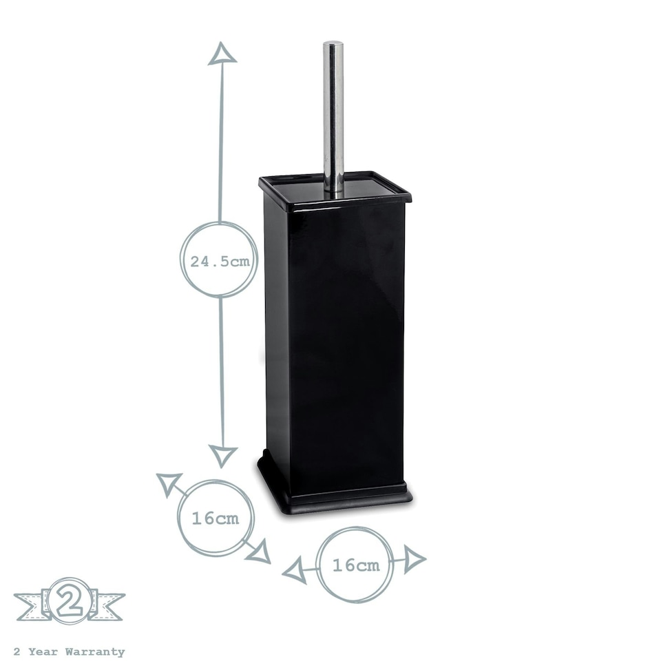 image 1 of Harbour Housewares Square Toilet Brush & Bin Set - Black Black