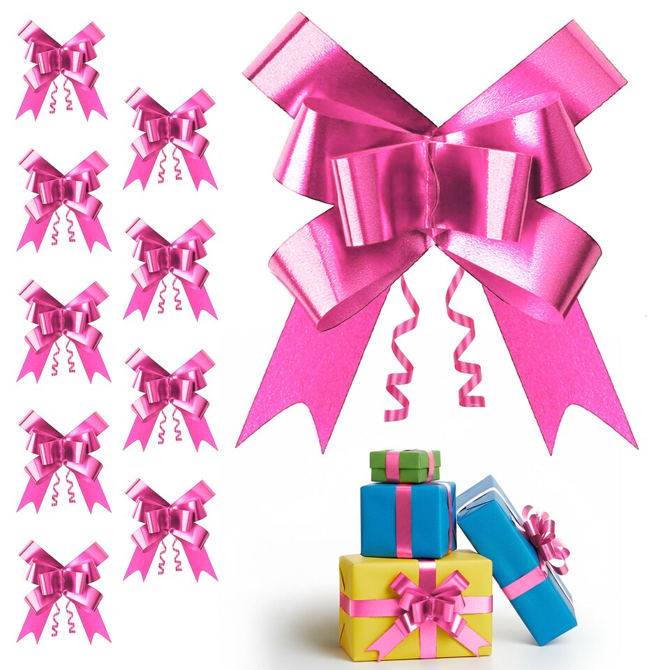 image 1 of 10pcs Hot Pink 50mm/5cm Pull Bows Gift Wrap & Hampers | Pink | Hot Pink
