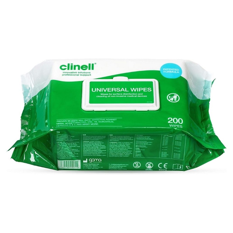 image 1 of Clinell Universal Wipes Sanitising Surface Cleaning x 200