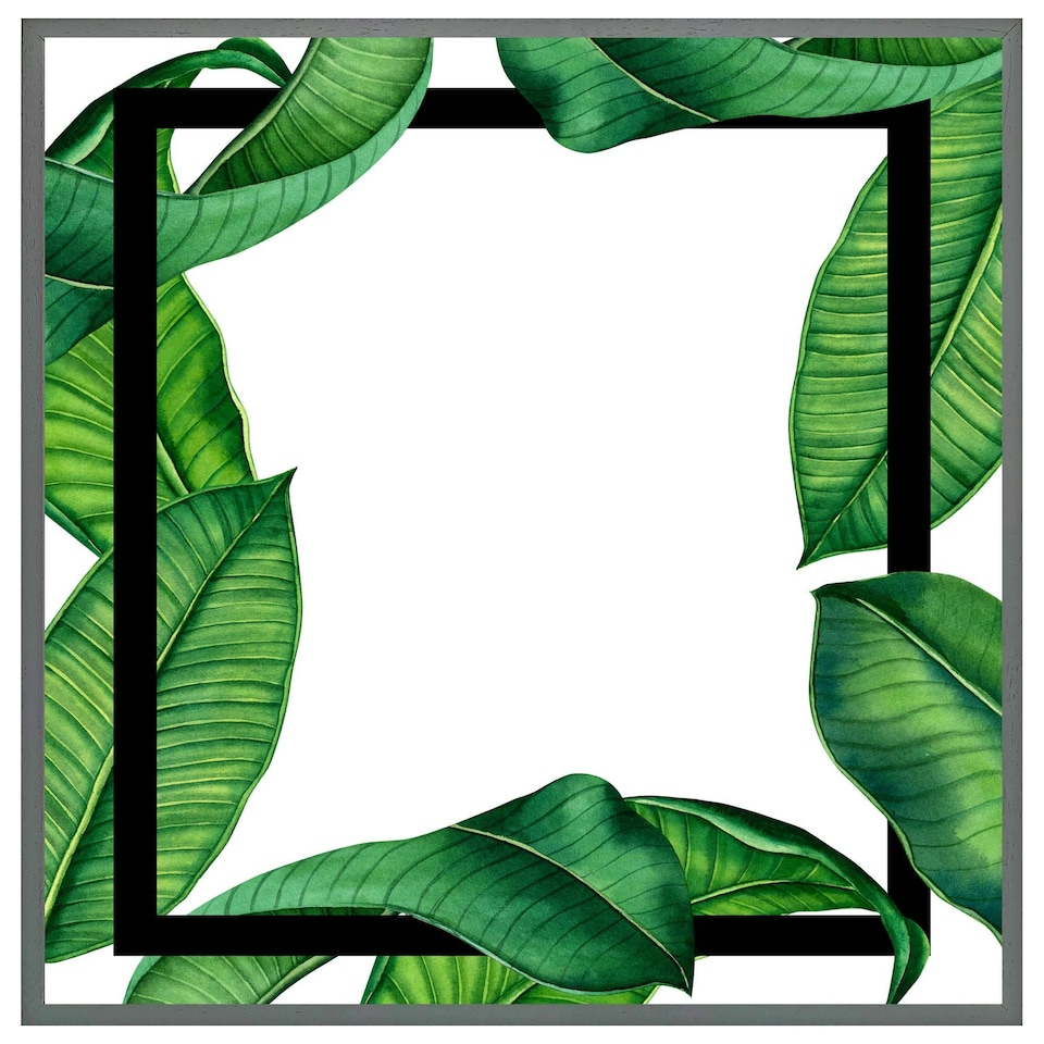image 1 of Botanical & black border (Picture Frame) Brown | Oak | XL