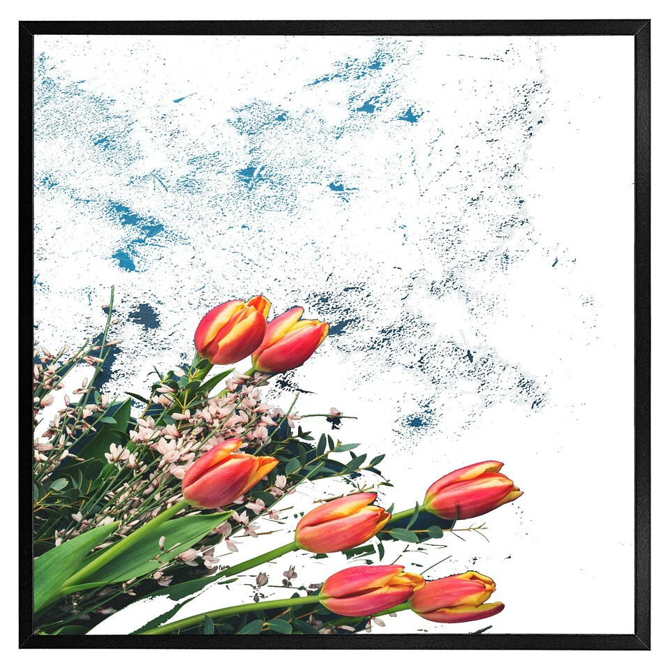 image 1 of Flowers on marble (Picture Frame) Brown | S