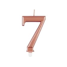 Metallic Rose Gold Number 7 Birthday Candle 9cm