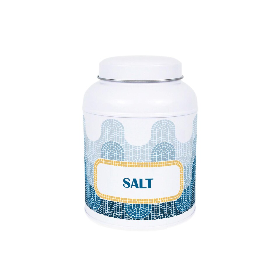 image 1 of Mosaic Waves Salt Canister - Small Domed Lid Kitchen Storage Jar