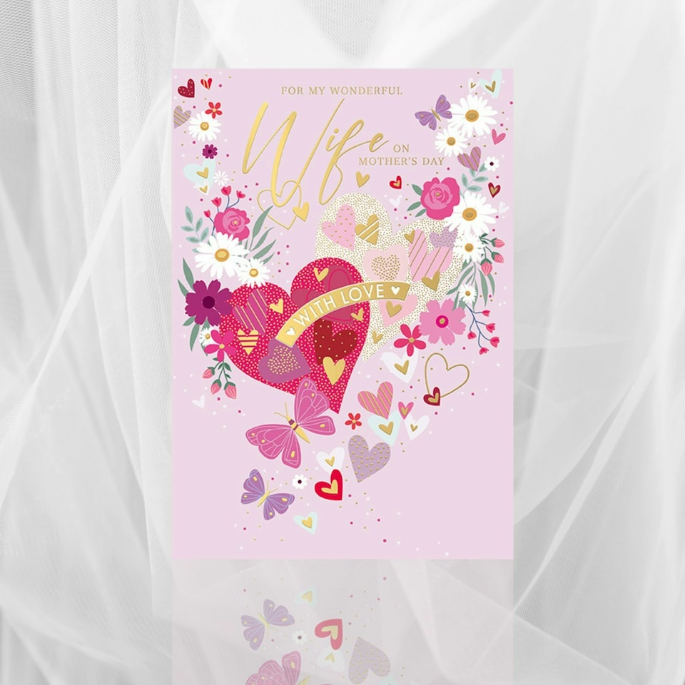 image 1 of Words 'n' Wishes Mother's Day Card to my Wife on Mother's Day, 23.5 x 16.5 cms, Multi-coloured